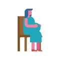 Pregnant woman On chair. expectant lady sit. female Big belly on