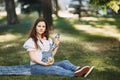 Pregnant woman choosing healthy food and water Royalty Free Stock Photo