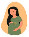 Pregnant woman, concept vector illustration in cute cartoon style, health, care, pregnancy Royalty Free Stock Photo