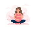 Pregnant woman concept vector illustration in cute cartoon style, health, care, pregnancy Royalty Free Stock Photo