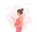 Pregnant woman concept vector illustration in cute cartoon style, healthcare, pregnancy Royalty Free Stock Photo