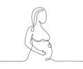 Pregnant woman, continuous art line one drawing. Pregnancy woman, expectant mother. Single outline minimalist draw Royalty Free Stock Photo