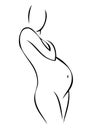 Pregnant woman contour (Vector)