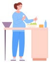 Pregnant woman cooking healthy food. Baby waiting lifestyle Royalty Free Stock Photo