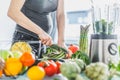 Pregnant woman cooking healthy food Royalty Free Stock Photo