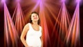 Pregnant woman dancing,colorful flashing reflectors, stock footage