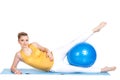 A pregnant woman does gymnastics with ball Royalty Free Stock Photo