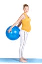 A pregnant woman does gymnastics with ball Royalty Free Stock Photo