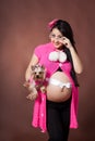 Pregnant woman with dog