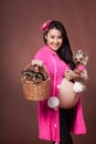 Pregnant woman with dog