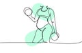Pregnant woman doing exercises with dumbbells one line art with colorful elements. Continuous line drawing of pregnancy Royalty Free Stock Photo