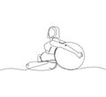 Pregnant woman doing exercises with a fitness ball one line art. Continuous line drawing of pregnancy, sports Royalty Free Stock Photo