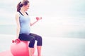 Pregnant woman doing fitness exercises Royalty Free Stock Photo