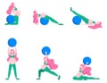 Pregnant woman doing fitness set. Exercises with fit ball. Royalty Free Stock Photo