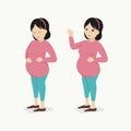 Pregnant woman, with lovely character in two poses