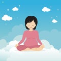 Pregnant woman, doing meditates poses
