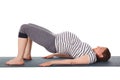 Pregnant woman doing yoga asana Purvottanasana Royalty Free Stock Photo