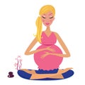 Pregnant woman doing yoga lotus position