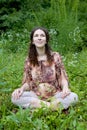 Pregnant woman doing yoga meditating Royalty Free Stock Photo