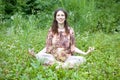 Pregnant woman doing yoga meditating Royalty Free Stock Photo