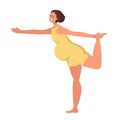 Pregnant woman doing yoga. Woman in sportswear makes Natarajasana, Lord of the Dance Pose or Dancer Pose. Women healthy