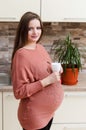 Pregnant woman drink tea Royalty Free Stock Photo