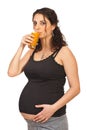 Pregnant woman drinking orange juice Royalty Free Stock Photo