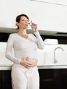 Pregnant woman drinking water Royalty Free Stock Photo