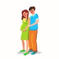 Pregnant Woman Embracing Man Happy Family Vector Royalty Free Stock Photo