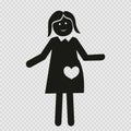 Pregnant woman, expectant woman, black silhouette. Vector icon. Royalty Free Stock Photo