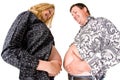 Pregnant woman and fat man Royalty Free Stock Photo