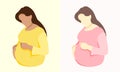 Pregnant Woman in Flat Style