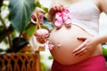 Pregnant woman in garden Royalty Free Stock Photo