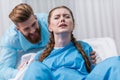 Pregnant woman giving birth in hospital Royalty Free Stock Photo