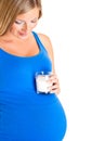 Pregnant woman with glass of milk Royalty Free Stock Photo