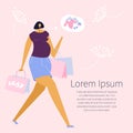 The pregnant woman go to shopping for her future baby. Women buy clothes, preparing for motherhood and to be a mother Royalty Free Stock Photo