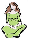 Pregnant woman with green dress