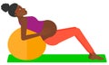 Pregnant woman on gymnastic ball.