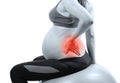 Pregnant woman on gymnastic ball holding her back in pain Royalty Free Stock Photo