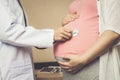 Pregnant Woman and Gynecologist Doctor at Hospital Royalty Free Stock Photo