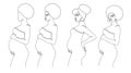 Pregnant woman in a hand drawn line art style. Royalty Free Stock Photo