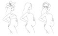 Pregnant woman in a hand drawn line art style. Royalty Free Stock Photo