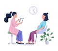 Pregnant woman having a consultation with doctor. Female character
