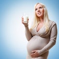 Pregnant woman having a glass of milk. Royalty Free Stock Photo