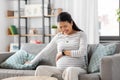 pregnant woman having labor contractions at home Royalty Free Stock Photo