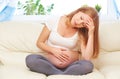 Pregnant woman with headache and pain Royalty Free Stock Photo