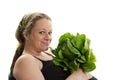 Pregnant woman healthy food lettuce isolated Royalty Free Stock Photo