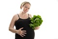 Pregnant woman healthy food lettuce isolated Royalty Free Stock Photo