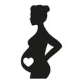 Pregnant woman heart icon. Heart and pregnancy care vector illustration