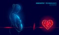 Pregnant woman with heartbeat symbol. Cardiotocography CTG medicine prenanal center clinic poster concept. 3D low poly